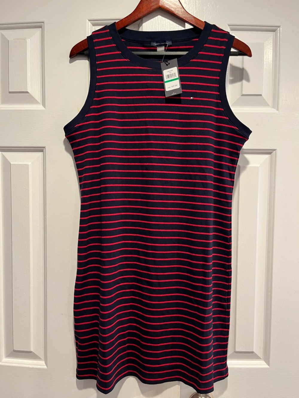 Tommy Hilfiger Striped Sleeveless Navy & Red Tank Dress NWT